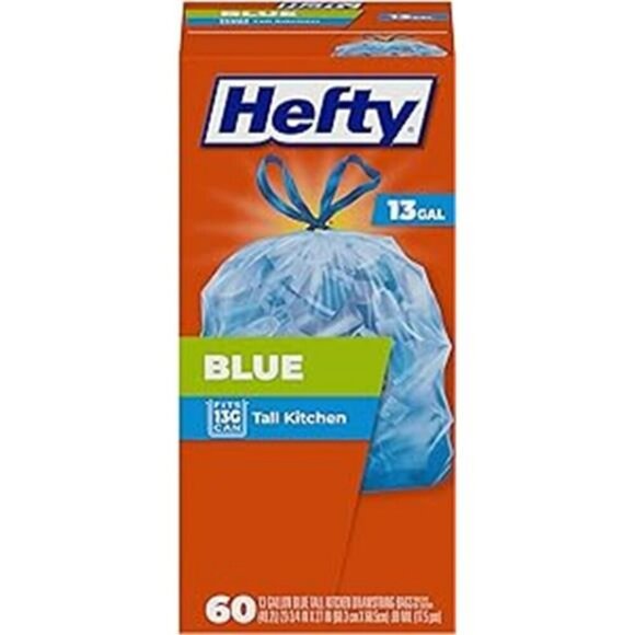 Hefty Blue Trash Bags, Blue, 13 Gallon, 60 Count - Picture 7 of 7